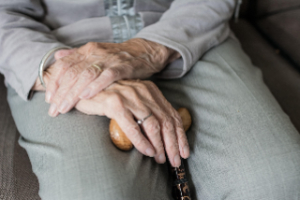 Senior hands resting
